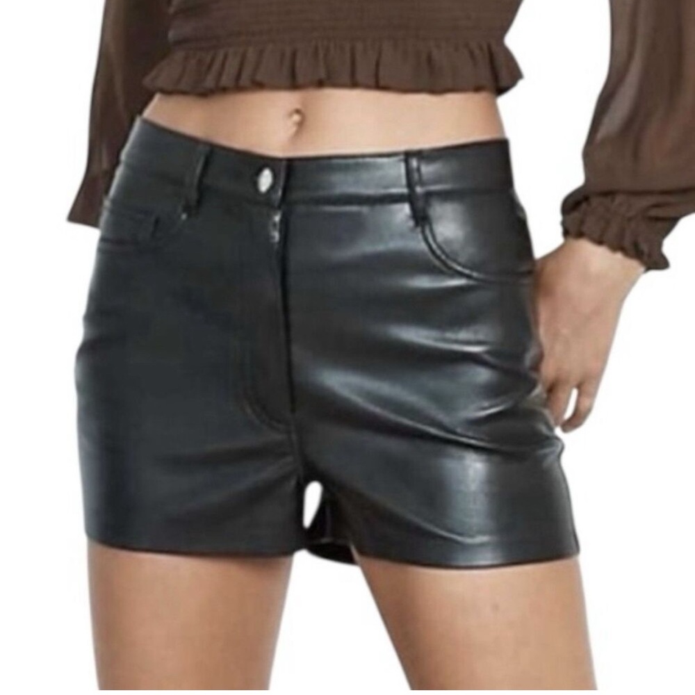 Aritzia Wilfred Black Faux Leather High-waisted Effortless Shorts
